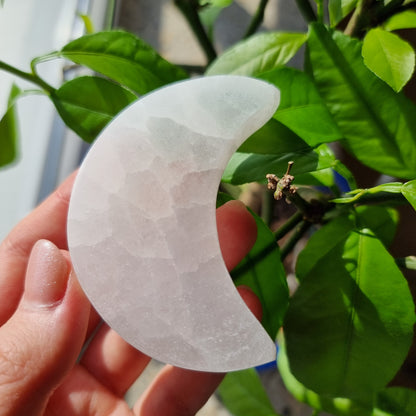 Satin Spar Selenite moon charging plate