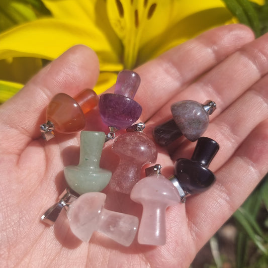 Crystal mushroom pendant