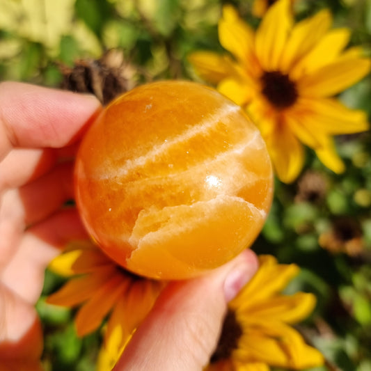 Orange Calcite sphere #43D