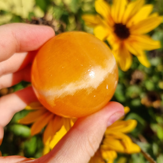 Orange Calcite sphere #43L