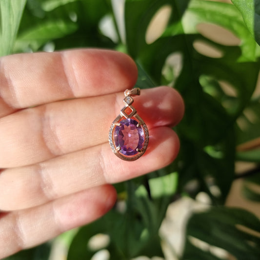 Amethyst pendant rose gold plated #45A (S925)