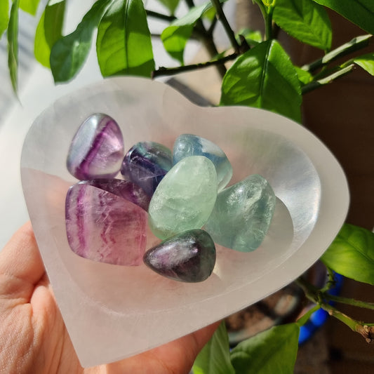 Satin Spar Selenite heart bowl